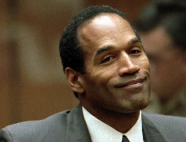 Picture of O.J Simpson in court for the murders of Nicole Simpson and Ron Goldman.